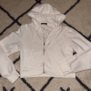 Brandy Melville one size white cropped zip up